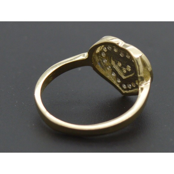 Real 10K Solid Yellow Gold Shiny Double Heart CZ Ring 2.7gr All Sizes - Picture 3 of 6
